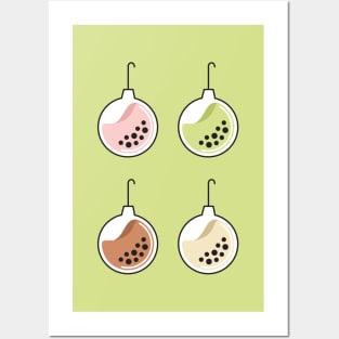 Bubble Tea Christmas Bulbs Posters and Art